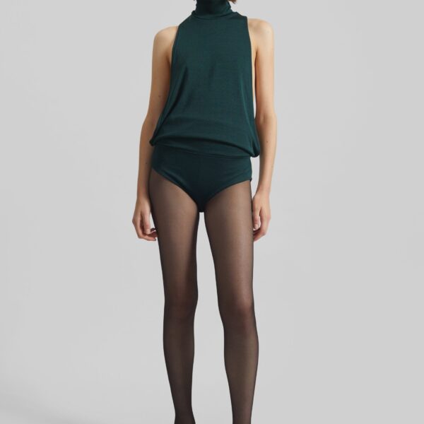 The Frankie Shop Maxen Mock Neck Bodysuit – Deep Green, view 7