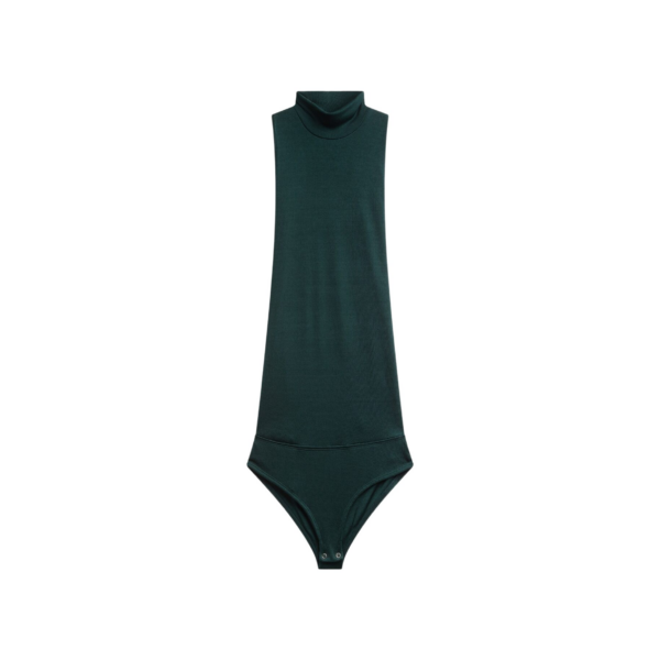 The Frankie Shop Maxen Mock Neck Bodysuit – Deep Green