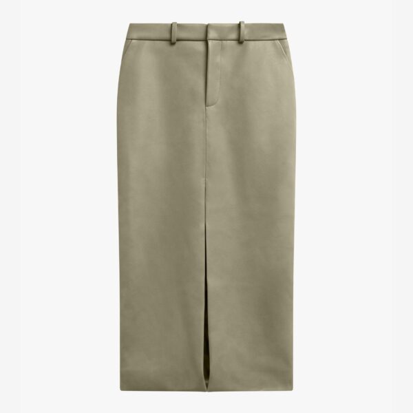 The Frankie Shop Maybelle Faux Leather Front Slit Pencil Skirt – Sage, view 7