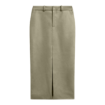 The Frankie Shop Maybelle Faux Leather Front Slit Pencil Skirt - Sage - Oversized Minimalist Skirts in Green - Shop at Luxury Shoes 