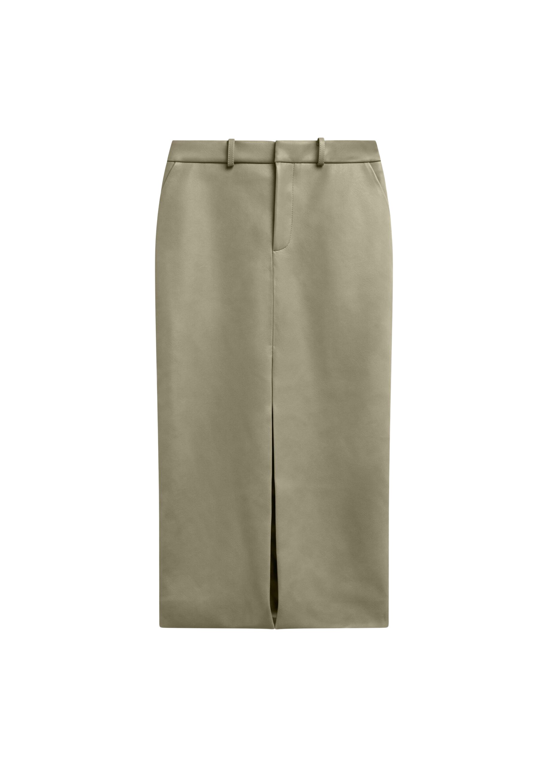 The-Frankie-Shop-Maybelle-Faux-Leather-Front-Slit-Pencil-Skirt-Sage-coveti-scaled77380_nobg The Frankie Shop Maybelle Faux Leather Front Slit Pencil Skirt - Sage - Oversized Minimalist Skirts in Green - Shop at Luxury Shoes