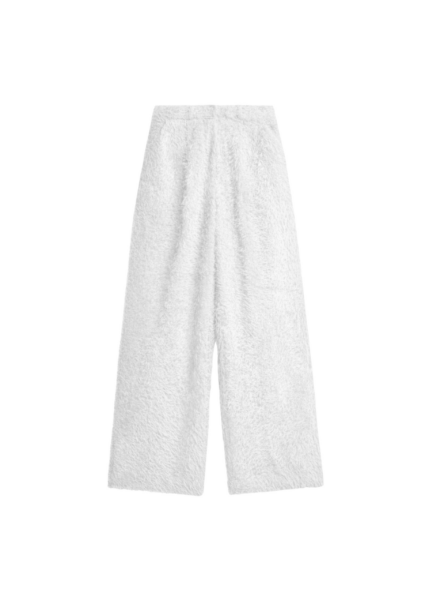 The Frankie Shop Melker Furry Pants - Off White - Oversized Minimalist Pants in White - Shop at Luxury Shoes 