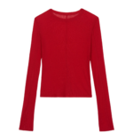 The Frankie Shop Mesa Sheer Long Sleeve Tee - Red - Oversized Minimalist Tops in Red - Shop at Luxury Shoes 