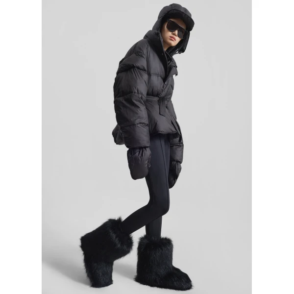 The Frankie Shop Moena Puffer Jacket & Accessories Set - Black - Oversized Minimalist Jackets in Black - Shop at Luxury Shoes 