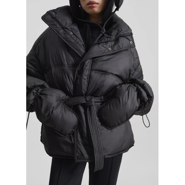 The Frankie Shop Moena Puffer Jacket & Accessories Set - Black - Oversized Minimalist Jackets in Black - Shop at Luxury Shoes 