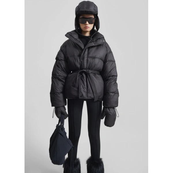 The Frankie Shop Moena Puffer Jacket & Accessories Set - Black - Oversized Minimalist Jackets in Black - Shop at Luxury Shoes 