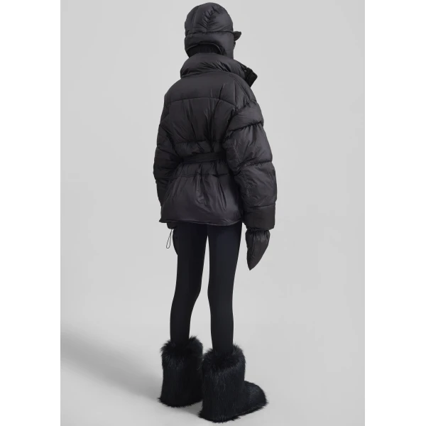 The Frankie Shop Moena Puffer Jacket & Accessories Set - Black - Oversized Minimalist Jackets in Black - Shop at Luxury Shoes 