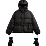 The Frankie Shop Moena Puffer Jacket & Accessories Set - Black - Oversized Minimalist Jackets in Black - Shop at Luxury Shoes 