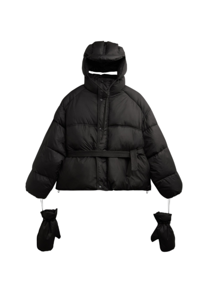 The Frankie Shop Moena Puffer Jacket & Accessories Set - Black - Oversized Minimalist Jackets in Black - Shop at Luxury Shoes 