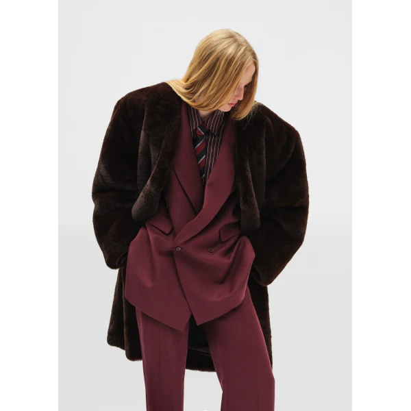 The Frankie Shop Monterey Structured Wool Blazer - Burgundy - Oversized Minimalist Jackets in Red - Shop at Luxury Shoes 