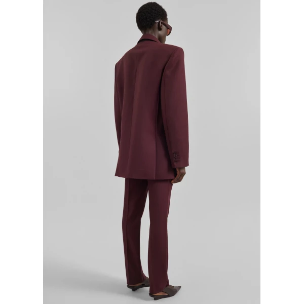 The Frankie Shop Monterey Structured Wool Blazer - Burgundy - Oversized Minimalist Jackets in Red - Shop at Luxury Shoes 
