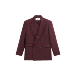 The Frankie Shop Monterey Structured Wool Blazer - Burgundy - Oversized Minimalist Jackets in Red - Shop at Luxury Shoes 