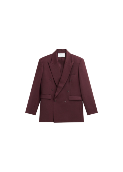 The Frankie Shop Monterey Structured Wool Blazer - Burgundy - Oversized Minimalist Jackets in Red - Shop at Luxury Shoes 