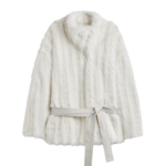The Frankie Shop Mortisa Faux Fur Belted Short Coat - Off White - Oversized Minimalist Coats in White - Shop at Luxury Shoes 