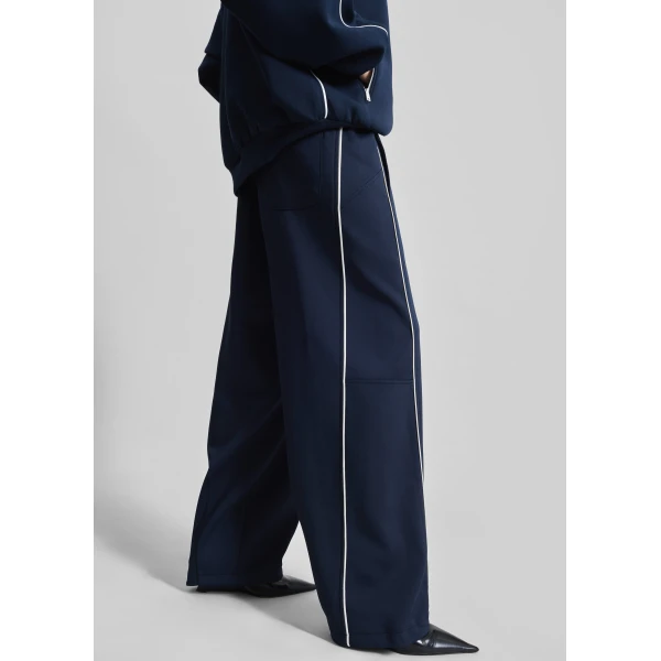 The Frankie Shop Nayen Track Pants - Navy - Oversized Minimalist Pants in Blue - Shop at Luxury Shoes 