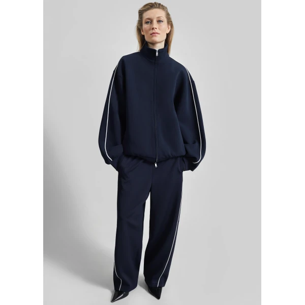 The Frankie Shop Nayen Zip-Up Jacket - Navy - Oversized Minimalist Jackets in Blue - Shop at Luxury Shoes 