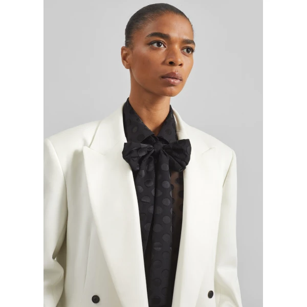 The Frankie Shop Newark Double Breasted Blazer - Ivory - Oversized Minimalist Jackets in Ivory - Shop at Luxury Shoes 