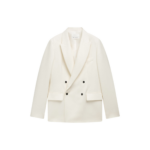 The Frankie Shop Newark Double Breasted Blazer - Ivory - Oversized Minimalist Jackets in Ivory - Shop at Luxury Shoes 