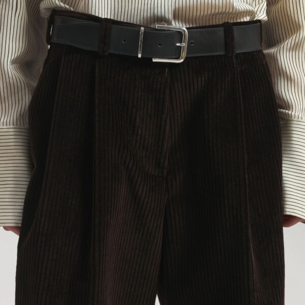 The Frankie Shop Norstrand Pleated Corduroy Trousers – Dark Brown, view 3
