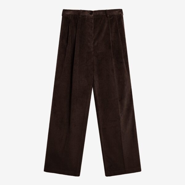 The Frankie Shop Norstrand Pleated Corduroy Trousers – Dark Brown, view 6