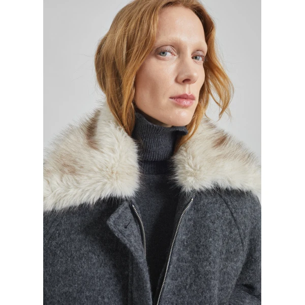 The Frankie Shop Nyborg Wool Quilted Jacket - Dark Grey - Oversized Minimalist Jackets in Grey - Shop at Luxury Shoes 