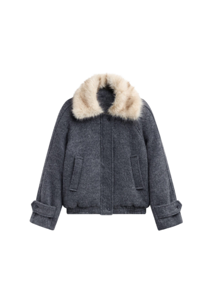 The Frankie Shop Nyborg Wool Quilted Jacket - Dark Grey - Oversized Minimalist Jackets in Grey - Shop at Luxury Shoes 