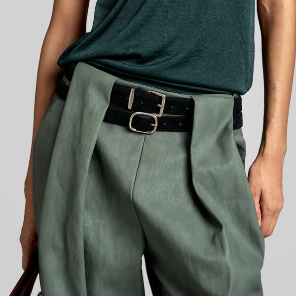 The Frankie Shop Olivet Faux Leather Trousers – Moss Green, view 4