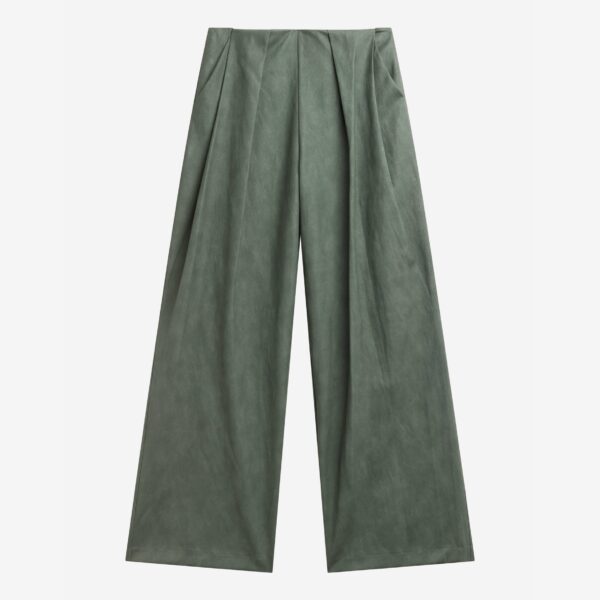 The Frankie Shop Olivet Faux Leather Trousers – Moss Green, view 7