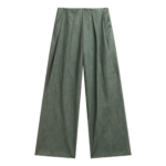 The Frankie Shop Olivet Faux Leather Trousers - Moss Green - Oversized Minimalist Pants in Green - Shop at Luxury Shoes 