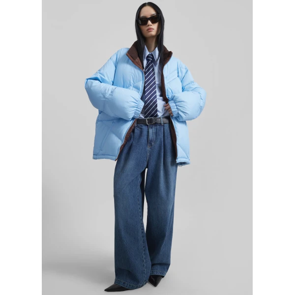 The Frankie Shop Orino Oversized Puffer Jacket - Blue - Oversized Minimalist Jackets in Blue - Shop at Luxury Shoes 