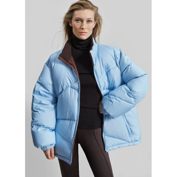 The Frankie Shop Orino Oversized Puffer Jacket - Blue - Oversized Minimalist Jackets in Blue - Shop at Luxury Shoes 