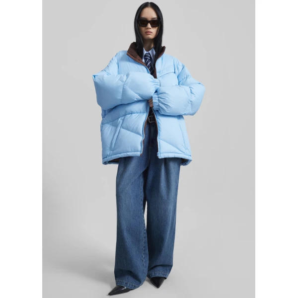 The Frankie Shop Orino Oversized Puffer Jacket - Blue - Oversized Minimalist Jackets in Blue - Shop at Luxury Shoes 