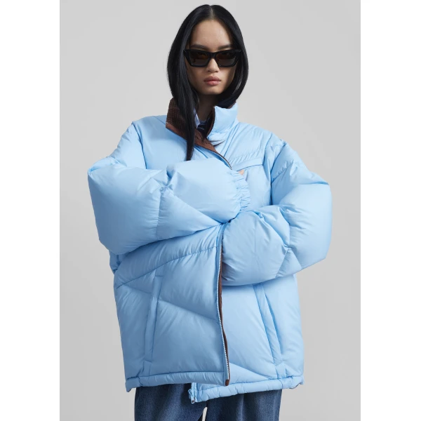 The Frankie Shop Orino Oversized Puffer Jacket - Blue - Oversized Minimalist Jackets in Blue - Shop at Luxury Shoes 