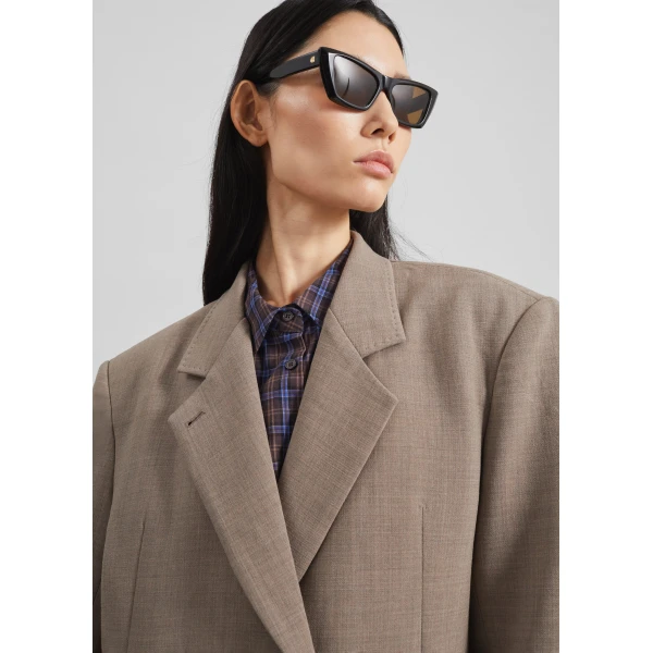 The Frankie Shop Orsta Wool Coat - Beige - Oversized Minimalist Coats in Beige - Shop at Luxury Shoes 