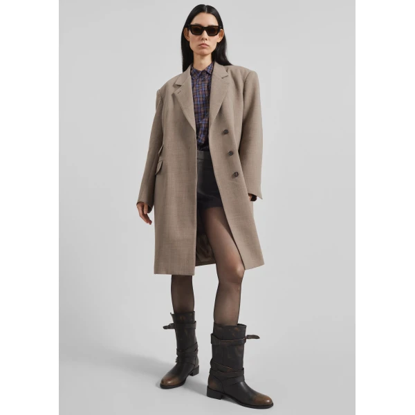 The Frankie Shop Orsta Wool Coat - Beige - Oversized Minimalist Coats in Beige - Shop at Luxury Shoes 