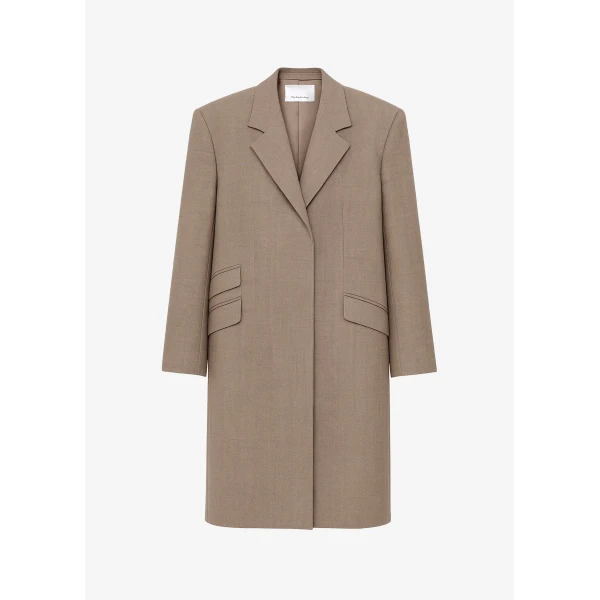 The Frankie Shop Orsta Wool Coat - Beige - Oversized Minimalist Coats in Beige - Shop at Luxury Shoes 