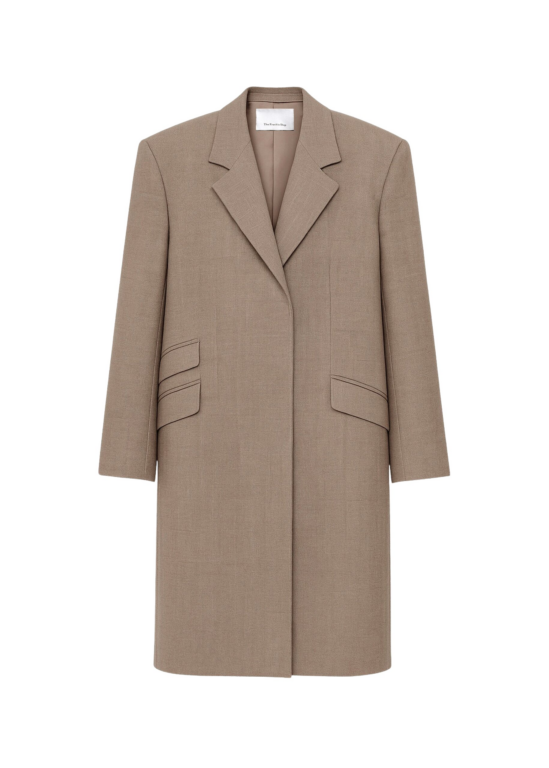 The Frankie Shop Orsta Wool Coat - Beige - Oversized Minimalist Coats in Beige - Shop at Luxury Shoes 