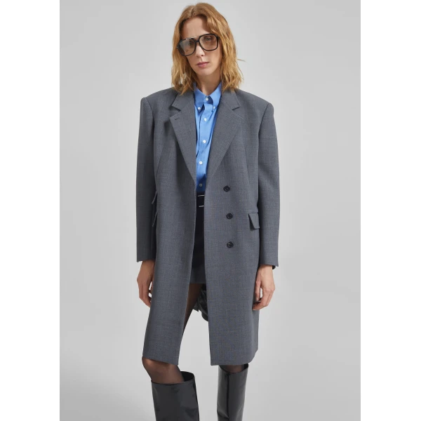 The Frankie Shop Orsta Wool Coat - Grey - Oversized Minimalist Coats in Grey - Shop at Luxury Shoes 