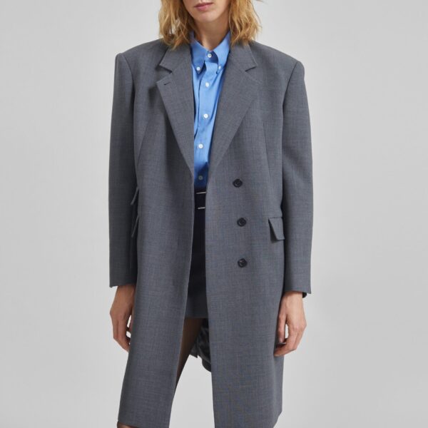 The Frankie Shop Orsta Wool Coat – Grey, view 2