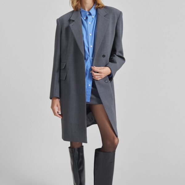 The Frankie Shop Orsta Wool Coat – Grey, view 3