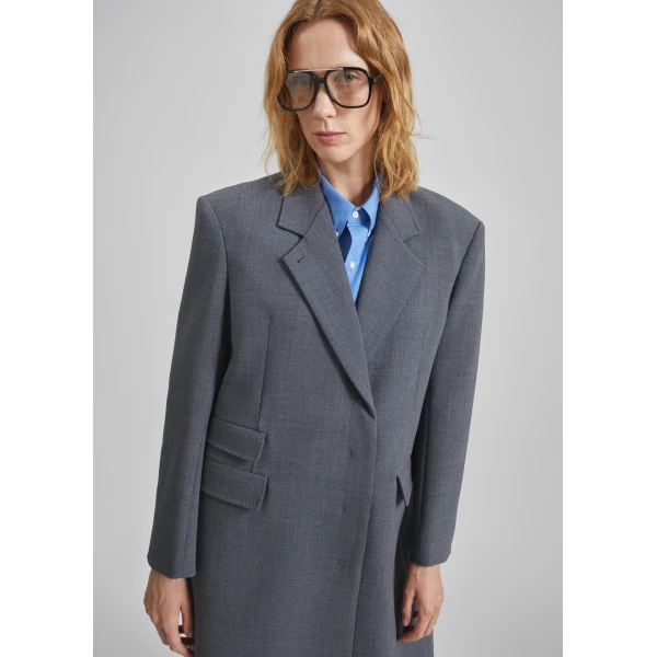The Frankie Shop Orsta Wool Coat - Grey - Oversized Minimalist Coats in Grey - Shop at Luxury Shoes 