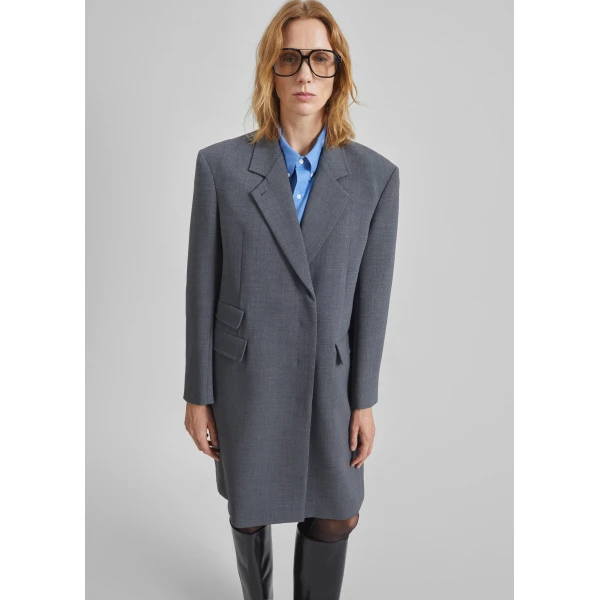 The Frankie Shop Orsta Wool Coat - Grey - Oversized Minimalist Coats in Grey - Shop at Luxury Shoes 