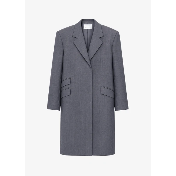 The Frankie Shop Orsta Wool Coat - Grey - Oversized Minimalist Coats in Grey - Shop at Luxury Shoes 