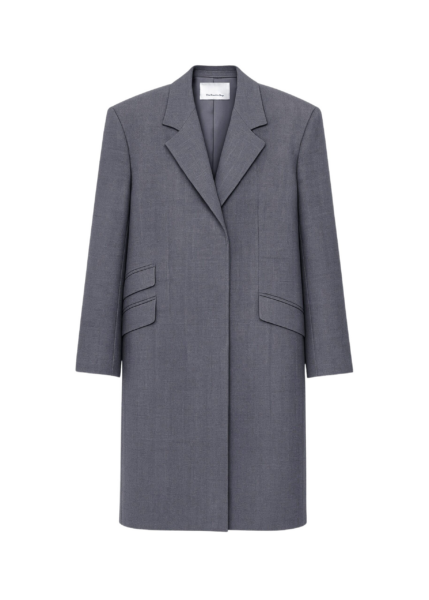 The Frankie Shop Orsta Wool Coat - Grey - Oversized Minimalist Coats in Grey - Shop at Luxury Shoes 
