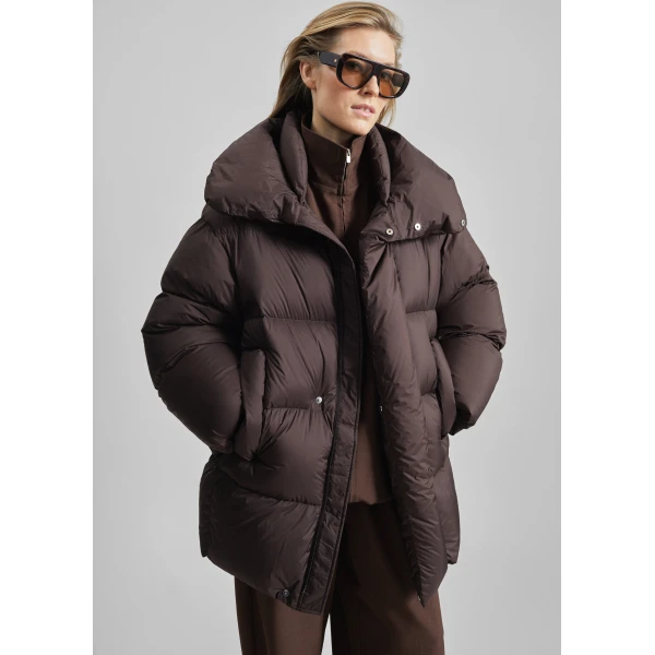 The Frankie Shop Ortler Puffer Jacket - Brown - Oversized Minimalist Jackets in Brown - Shop at Luxury Shoes 