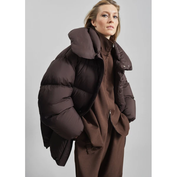 The Frankie Shop Ortler Puffer Jacket - Brown - Oversized Minimalist Jackets in Brown - Shop at Luxury Shoes 