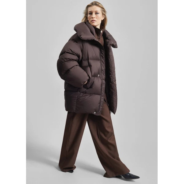 The Frankie Shop Ortler Puffer Jacket - Brown - Oversized Minimalist Jackets in Brown - Shop at Luxury Shoes 
