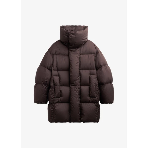 The Frankie Shop Ortler Puffer Jacket - Brown - Oversized Minimalist Jackets in Brown - Shop at Luxury Shoes 