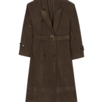 The Frankie Shop Peoria Faux Suede Trench Coat - Brown - Oversized Minimalist Coats in Brown - Shop at Luxury Shoes 