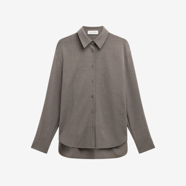 The Frankie Shop Peri Double Weave Shirt – Taupe Melange, view 7